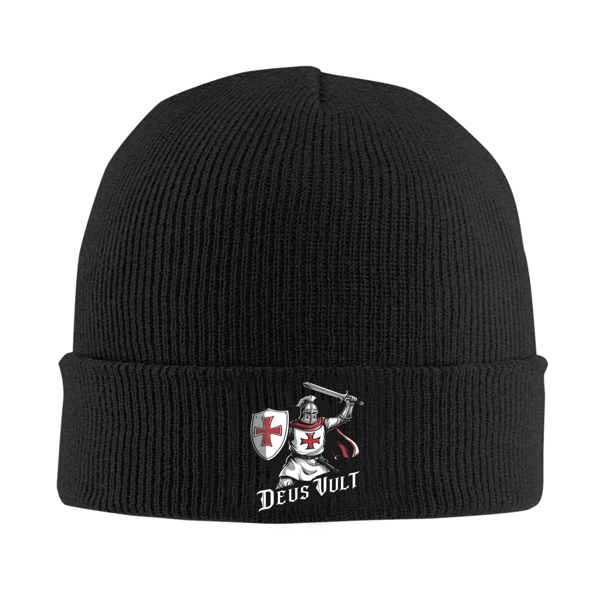Beanie Cuffed Knit - Deus Vult - The Templar Knight