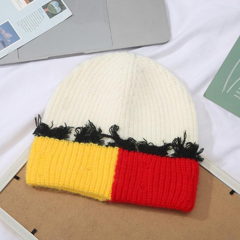 Korean Version Color Matching  - огляд і ціна Beanie Cuffed Knit