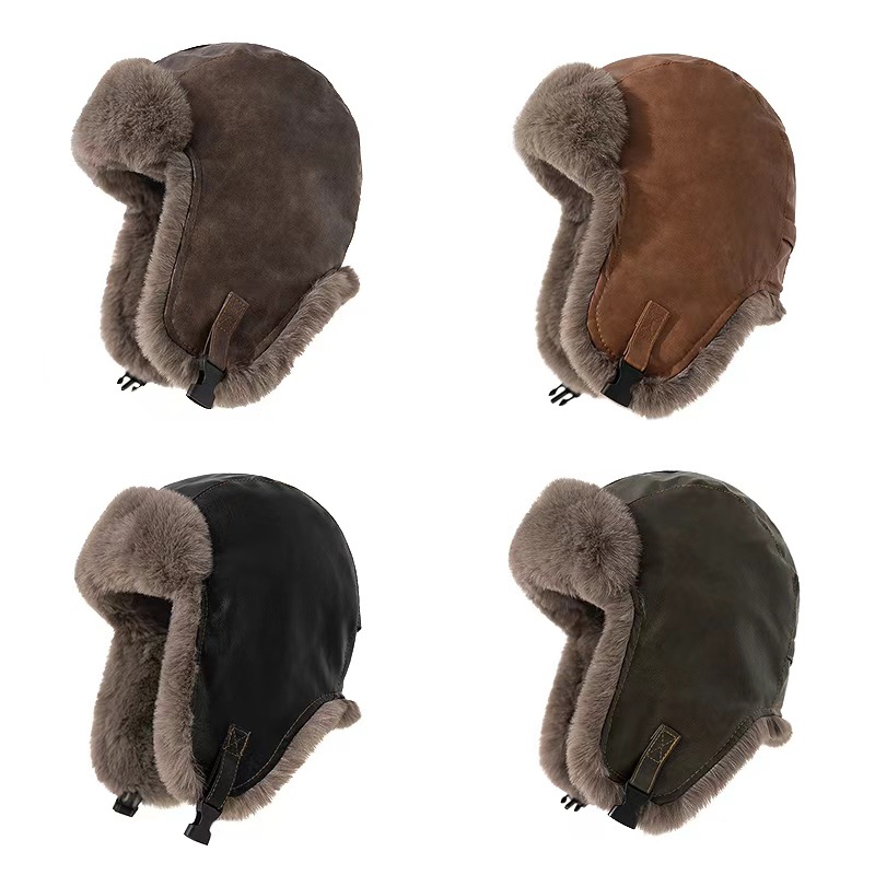 1pcs Men's Winter Retro leathe - огляд і ціна Winter Trapper Hat