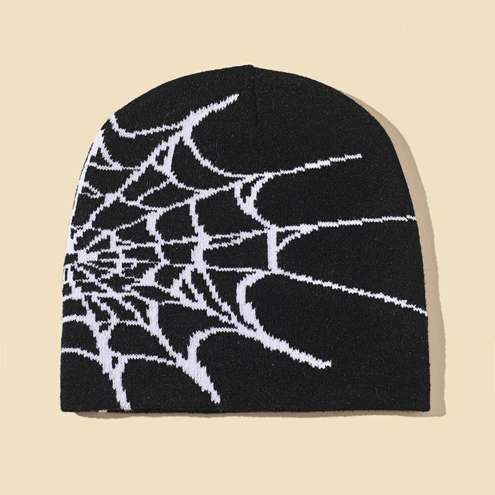 Y2K Soft Spider Web Pattern Be - огляд і ціна Beanie Cuffed Knit